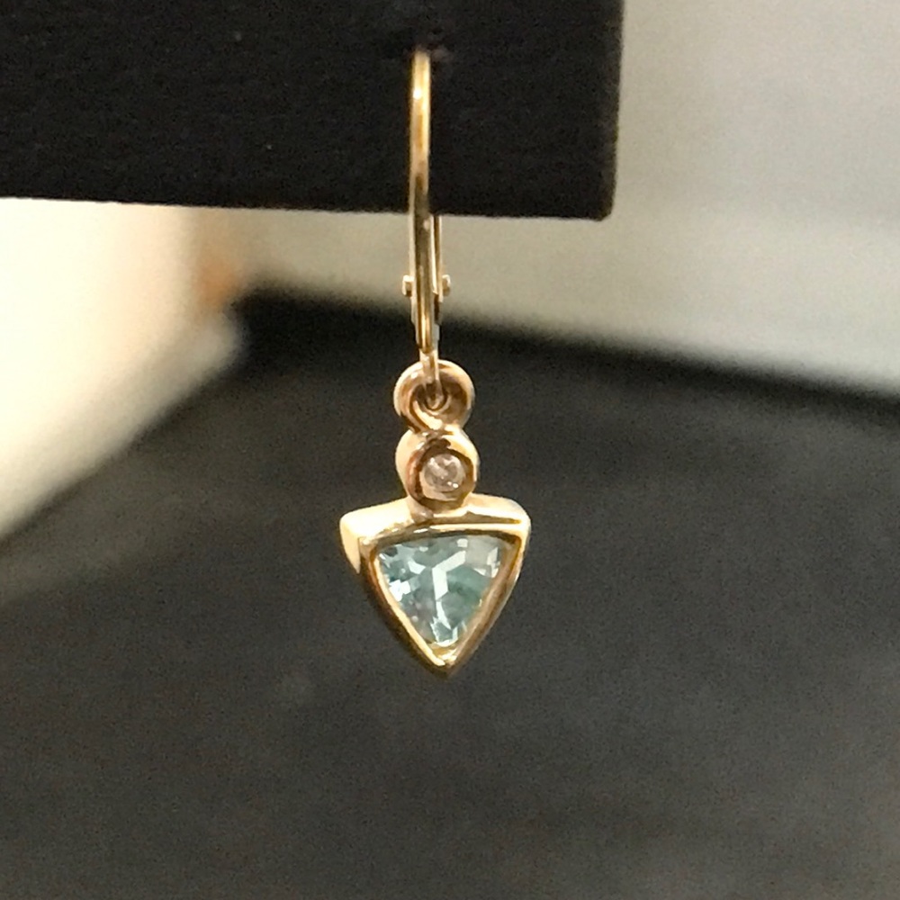 Earrings - 10kt Gold with blue topaz and diamond.